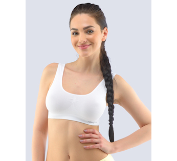 GINA dámské top podprsenkový se širokými ramínky, bez kostice, bezešvé, jednobarevné Bamboo PureLine 07011P - bílá L/XL