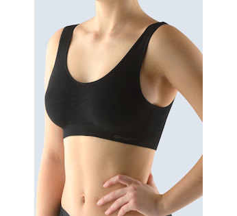 GINA dámské top podprsenkový se širokými ramínky, bez kostice, bezešvé, jednobarevné Bamboo PureLine 07011P - černá XL/XXL
