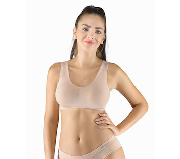 GINA dámské top podprsenkový se širokými ramínky, bez kostice, bezešvé, jednobarevné Eco Bamboo 07016P - béžová L/XL