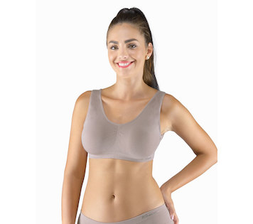 GINA dámské top podprsenkový se širokými ramínky, bez kostice, bezešvé, jednobarevné Eco Bamboo 07016P - šedohnědá L/XL