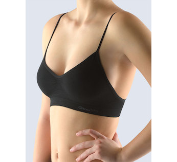 GINA dámské top podprsenkový s úzkými ramínky, úzká ramínka, bezešvé, jednobarevné Bamboo PureLine 07010P - černá M/L