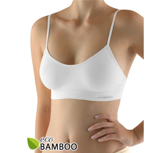 GINA dámské top podprsenkový s úzkými ramínky, úzká ramínka, bezešvé, jednobarevné Eco Bamboo 07015P  - bílá  L/XL