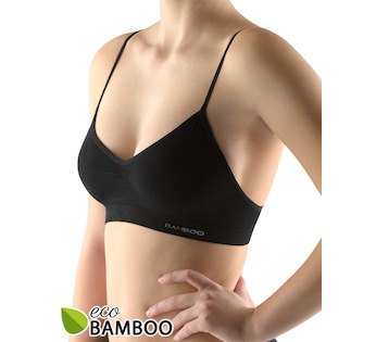GINA dámské top podprsenkový s úzkými ramínky, úzká ramínka, bezešvé, jednobarevné Eco Bamboo 07015P  - černá  L/XL