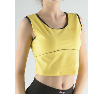 GINA dámské top tílko, širší ramínka, šité 97020P - citronová černá M