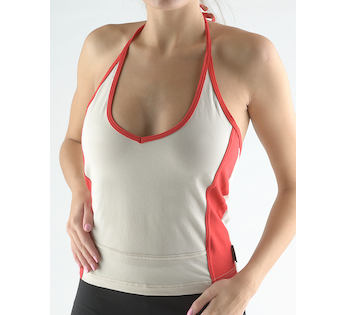 GINA dámské top, úzká ramínka, šité 98047P - písková třešňová M
