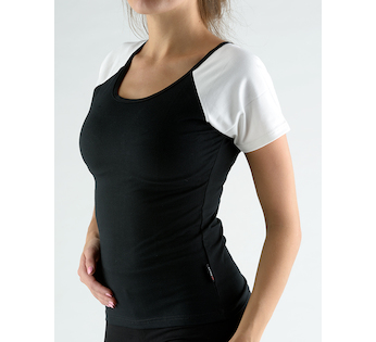 GINA dámské tričko s krátkým rukávem, krátký rukáv, šité  98002P  - černá bílá S