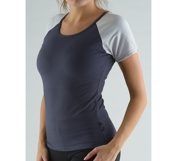 GINA dámské tričko s krátkým rukávem, krátký rukáv, šité  98002P  - tm.popel šedobílá S
