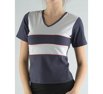 GINA dámské tričko s krátkým rukávem, krátký rukáv, šité  98003P  - tm.popel šedobílá M
