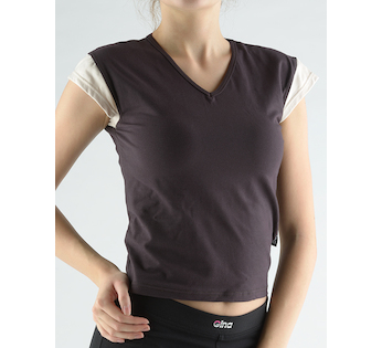 GINA dámské tričko s krátkým rukávem, krátký rukáv, šité  98010P  - melta písková S