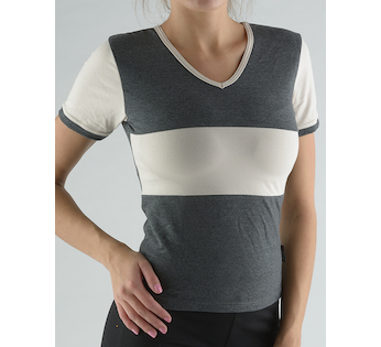 GINA dámské tričko s krátkým rukávem, krátký rukáv, šité  98014P  - tm. šedá písková M