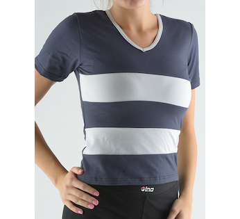 GINA dámské tričko s krátkým rukávem, krátký rukáv, šité  98020P  - tm.popel šedobílá M