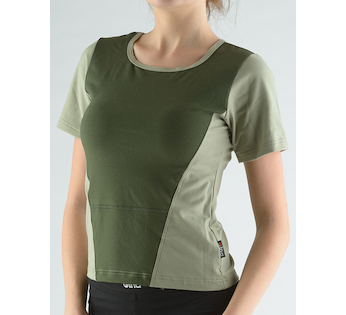 GINA dámské tričko s krátkým rukávem, krátký rukáv, šité  98040P  - šedozelená lahvová S