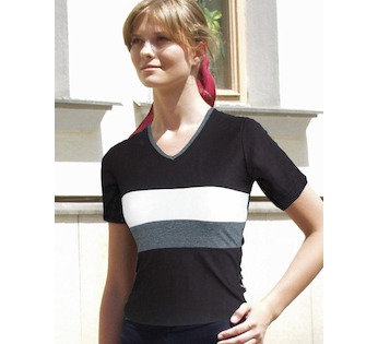 GINA dámské tričko s krátkým rukávem, krátký rukáv, šité  98069P  - černá tm. šedá S