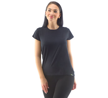 GINA dámské tričko s krátkým rukávem, krátký rukáv, šité, jednobarevné ECO Bamboo Sport 18045P  - černá  L