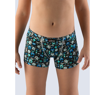 GINA dětské boxerky s delší nohavičkou chlapecké, delší nohavička, šité, s potiskem 23001P - černá atlantic 140/146