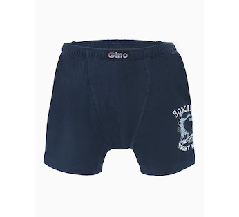 GINA dětské boxerky s delší nohavičkou chlapecké, delší nohavička, šité, s potiskem  64006P  - lékořice bílá 164/170