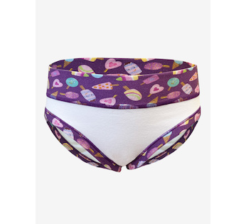 GINA dětské kalhotky klasické dívčí, úzký bok, šité, s potiskem Disco XIX 20027P  - levandulová bílá 152/158