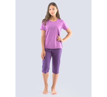 GINA dětské pyžamo 3/4 dívčí, 3/4 kalhoty, šité, s potiskem Pyžama 2021 29004P  - ametyst hypermangan 140/146