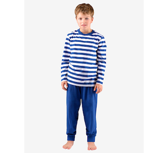 GINA dětské pyžamo dlouhé chlapecké, šité, s potiskem Pyžama 2022 69005P  - lékořice bílá 152/158