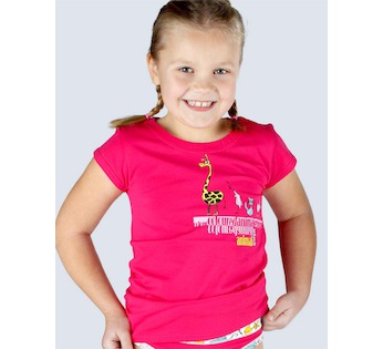 GINA dětské tričko s krátkým rukávem dívčí, krátký rukáv, šité, s potiskem Disco VI 28003P  - bordo  134/140