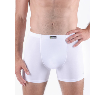 GINA pánské boxerky delší nohavička, šité, s potiskem Eco Bamboo 74163P - bílá olivová 58/60