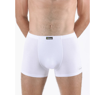 GINA pánské boxerky kratší nohavička, šité, s potiskem Eco Bamboo 73129P - bílá olivová 50/52