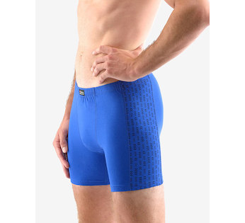 GINA pánské boxerky delší nohavička bez zadních švů, šité, s potiskem  74148P  - modrá lékořice 58/60