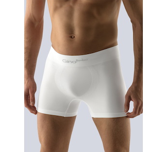 GINA pánské boxerky delší nohavička, bezešvé, jednobarevné Bamboo PureLine 54004P  - bílá  L/XL