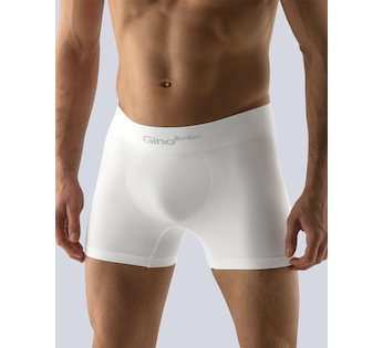 GINA pánské boxerky delší nohavička, bezešvé, jednobarevné Bamboo PureLine 54004P - bílá M/L