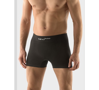 GINA pánské boxerky delší nohavička, bezešvé, jednobarevné Bamboo PureLine 54004P  - černá  L/XL