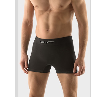 GINA pánské boxerky delší nohavička, bezešvé, jednobarevné Bamboo PureLine 54004P - černá L/XL