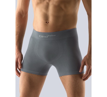 GINA pánské boxerky delší nohavička, bezešvé, jednobarevné Bamboo PureLine 54004P - tm. šedá L/XL