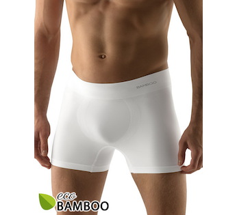 GINA pánské boxerky delší nohavička, bezešvé, jednobarevné Eco Bamboo 54005P - bílá L/XL