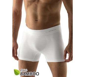 GINA pánské boxerky delší nohavička, bezešvé, jednobarevné Eco Bamboo 54005P  - bílá  L/XL