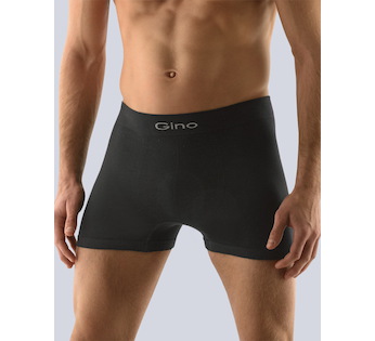 GINA pánské boxerky delší nohavička, bezešvé, jednobarevné MicroBavlna 54000P  - černá  L/XL