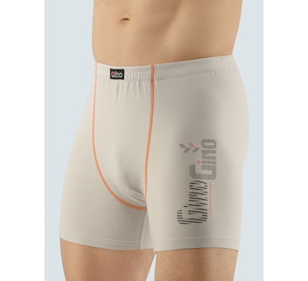 GINA pánské boxerky delší nohavička, šité, s potiskem 74083P - sv. šedá mrkvová 46/48
