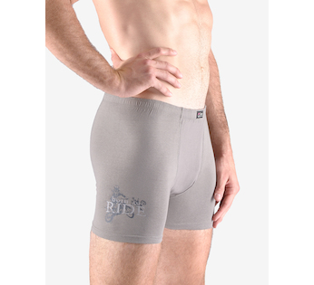 GINA pánské boxerky delší nohavička, šité, s potiskem 74145P - šedá tm. šedá 46/48