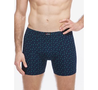 GINA pánské boxerky s delší nohavičkou, delší nohavička, šité, s potiskem  74181P  - lékořice akvamarín 50/52