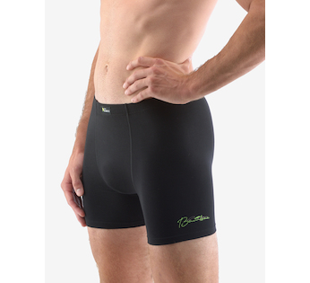 GINA pánské boxerky s delší nohavičkou, delší nohavička, šité, s potiskem Eco Bamboo 74158P - černá šedozelená 54/56