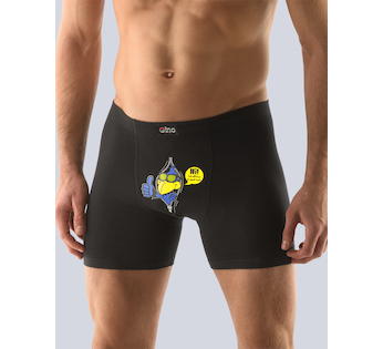 GINA pánské boxerky delší nohavička, šité, s potiskem Funny collection 74081P - černá pampelišková 46/48