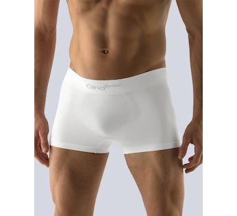 GINA pánské boxerky kratší nohavička, bezešvé, jednobarevné Bamboo PureLine 53004P - bílá L/XL