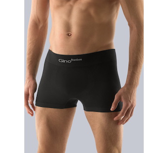 GINA pánské boxerky kratší nohavička, bezešvé, jednobarevné Bamboo PureLine 53004P - černá L/XL
