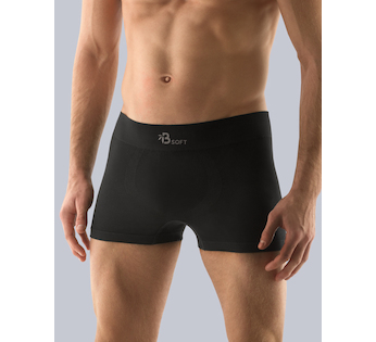 GINA pánské boxerky kratší nohavička, bezešvé, jednobarevné Bamboo Soft 53006P - černá M/L