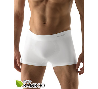 GINA pánské boxerky s kratší nohavičkou, kratší nohavička, bezešvé, jednobarevné Eco Bamboo 53005P  - bílá  M/L