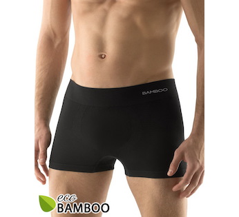 GINA pánské boxerky kratší nohavička, bezešvé, jednobarevné Eco Bamboo 53005P - černá S/M