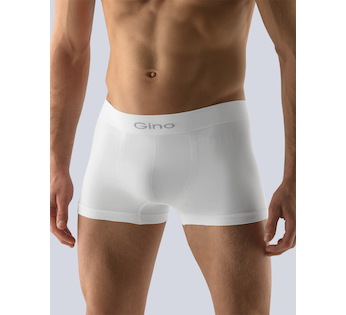 GINA pánské boxerky kratší nohavička, bezešvé, jednobarevné MicroBavlna 53000P  - bílá  L/XL