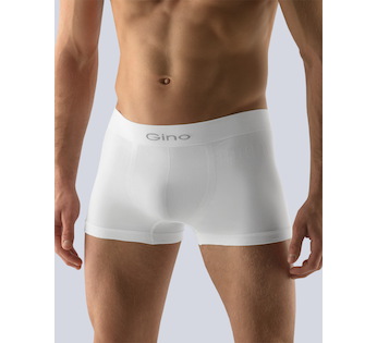 GINA pánské boxerky kratší nohavička, bezešvé, jednobarevné MicroBavlna 53000P - bílá M/L