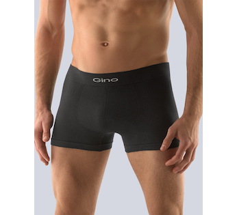 GINA pánské boxerky kratší nohavička, bezešvé, jednobarevné MicroBavlna 53000P  - černá  L/XL