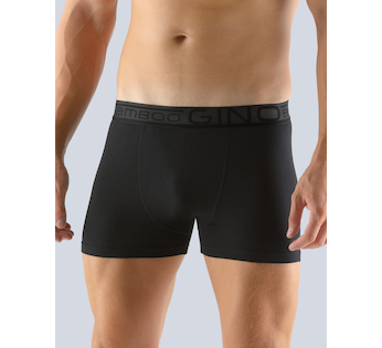 GINA pánské boxerky s kratší nohavičkou, kratší nohavička, šité, jednobarevné Bamboo Classic 73105P  - černá  54/56
