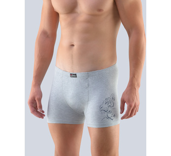 GINA pánské boxerky kratší nohavička, šité, s potiskem 73100P - šedá tm. šedá 50/52